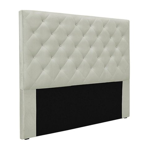 Cabeceira Estofada Casal Tàzio MDF-MDP Veludo Prata 140cm Gran Belo