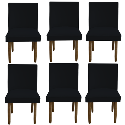 Kit 06 Cadeiras Para Sala De Jantar Tóquio Pés palito Suede Preto - D'Classe Decor