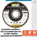 Ver imagem 3 de Disco Flap com Manta e Lixa Grão 40 4.1/2" Grossa Amarela Ideal para Desbaste Lixar Polir Aço Alumin