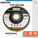 Ver imagem 6 de Disco Flap com Manta e Lixa Grão 40 4.1/2" Grossa Amarela Ideal para Desbaste Lixar Polir Aço Alumin