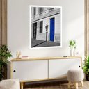 Ver imagem 2 de Quadro Decorativo Porta Azul P&b - 70x50cm:moldura Branca