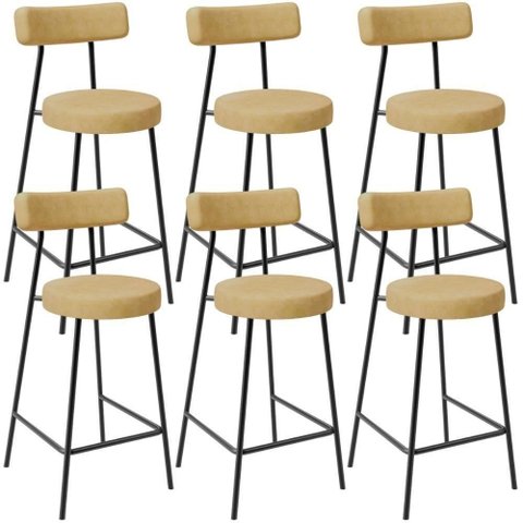 Kit 06 Banquetas Baixa para Cozinha Sala de Jantar Bar Bancada Milão L02 Couríssimo Fendi - lyam