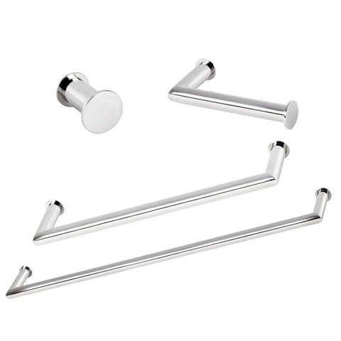 Kit de Acessórios para Banheiro com 4 Peças em Aço Inox Polido Brilhante Linha Tessália