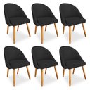 Ver imagem 1 de Kit 6 Cadeiras de Jantar Bela Veludo Preto Pés Palito Castanho - Pallazio