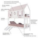 Ver imagem 4 de Beliche Casinha Bela com Coração Kit Escada-Escorregador - Madeira Maciça Branco-Rosa Megamobilia