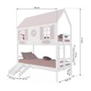 Ver imagem 3 de Beliche Casinha Bela com Coração Kit Escada-Escorregador - Madeira Maciça Branco-Rosa Megamobilia