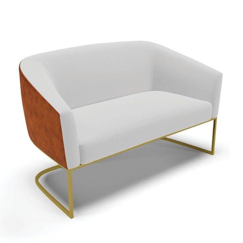 Sofá Namoradeira 2 Lug Industrial Dourado Stella Noz-linho D03 - D'Rossi Cor Cinza