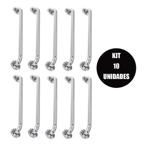 Alça de Apoio 40cm Kit 10 Unidades Barra Inox Banheiro Deficiente Cadeirante Idoso Acessibilidade