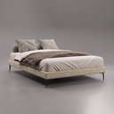 Ver imagem 2 de Cama Base Box Casal Unique 138x188 Sommier Moderno Pés de Ferro Linho Bege - Desk Design