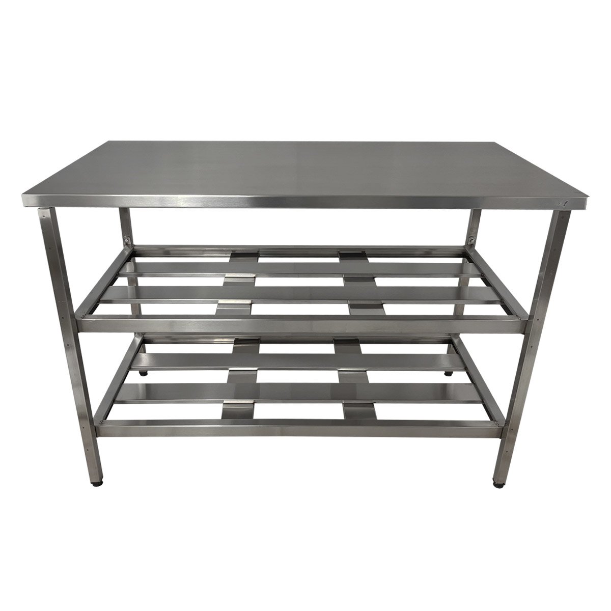 Mesa Aço Inox Profissional 120x60x90cm com 2 Prateleiras Fenestradas Nortinox - 2