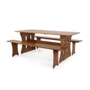 Ver imagem 2 de Mesa de Jantar Retangular Dobrável 200cm em Madeira Maciça com 2 Bancos - Imbuia