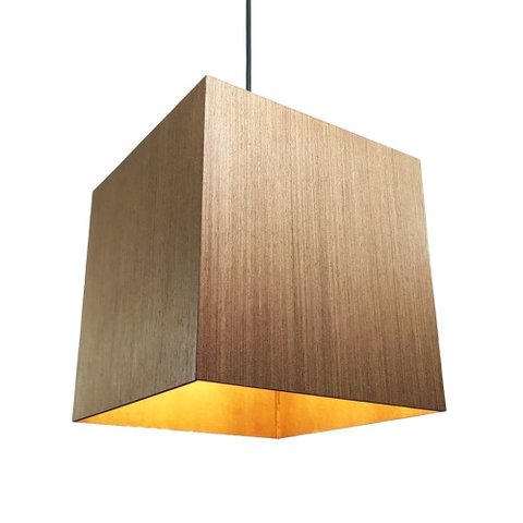 Luminária Teto Pendente MDF Lâmina Madeira Rústica Imbuia