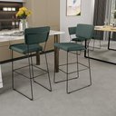 Ver imagem 2 de Kit 06 Banquetas Alta para Cozinha Sala Base em Aço Fixa Allana L02 Linho Verde Musgo - Lyam Decor