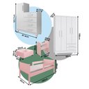 Ver imagem 2 de Kit Quarto Completo Cama Luna Plus Rosa Colchão + Cômoda Versátil Branca + Guarda-Roupa Paris Branco
