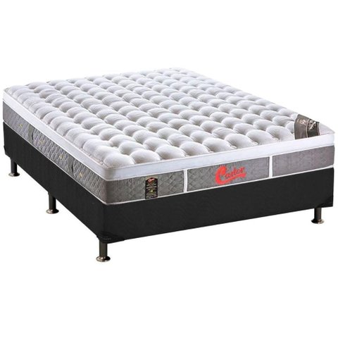 Cama Box Casal: Colchão Molas Pocket Ensacadas Castor Light Stress Oxygen New Plush + Base Crc
