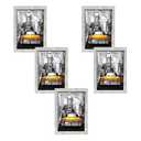 Ver imagem 1 de Kit 5 Molduras Porta Retrato Prata Marmorizado 10x15 A6 com Vidro Sala Quarto Decoração