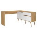 Ver imagem 6 de Mesa Gamer em L para Computador 2 Portas 1 Gaveta Strike Multimóveis MP6051 Madeirado/Branco