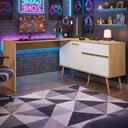 Ver imagem 1 de Mesa Gamer em L para Computador 2 Portas 1 Gaveta Strike Multimóveis MP6051 Madeirado/Branco