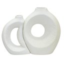 Ver imagem 1 de Jogo de Esculturas Vasos Decorativo em Cerâmica 2 Peças Solar - Rio Home