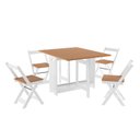 Ver imagem 2 de Conjunto com Mesa Dobrável e 4 Cadeiras MDF e Madeira Maciça Fold Branco/Freijó