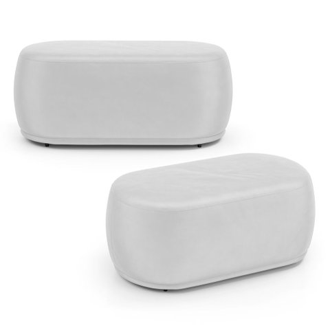 Kit 02 Puffs Decorativos Orgânicos Molly 02 Lugares Couríssimo Branco - Abmaza