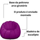 Ver imagem 3 de Kit Poltrona Base Giratória C/ Almofada e Puff Concha Veludo Cor Roxo