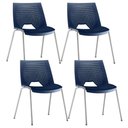 Ver imagem 1 de Kit 04 Cadeiras Empilhável Fixa Liked F02 Base Aço Cinza Azul - Lyam Decor