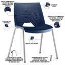 Ver imagem 3 de Kit 04 Cadeiras Empilhável Fixa Liked F02 Base Aço Cinza Azul - Lyam Decor