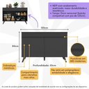 Ver imagem 2 de Balcão Cozinha Gabinete Pia 120 Cm 2 Portas Veneza Multimóveis Mp3738 Preto/preto