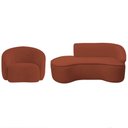 Ver imagem 2 de Kit Divã Recamier Orgânico Marrocos 180cm Lado Esquerdo e 1 Poltronas Amore Bouclé Terracota