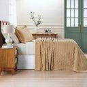Ver imagem 6 de Kit Colcha Cobre Leito Plissê Casal Seersucker Premium 3 Peças Maciez e Leveza com Textura 3d Bege M