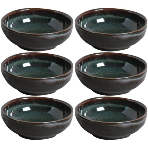 6 Ramequins Cerâmica 9x3cm Orgânico Oceano 70ml Porto Brasil Sushi Restaurante Japonês