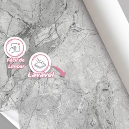 Papel de Parede Painel 3D Mármore Calacata Cinza Claro 2M Auto Colante Lavável Revestimento - 4