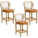Ver imagem 1 de Kit 3 Banquetas Baixa Bar Cozinha Sala de Jantar Betta L02 Mel Tela Couríssimo Whisky - Lyam Decor