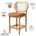 Ver imagem 7 de Kit 3 Banquetas Baixa Bar Cozinha Sala de Jantar Betta L02 Mel Tela Couríssimo Whisky - Lyam Decor
