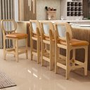 Ver imagem 6 de Kit 3 Banquetas Baixa Bar Cozinha Sala de Jantar Betta L02 Mel Tela Couríssimo Whisky - Lyam Decor