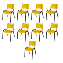 Ver imagem 2 de Kit 9 Cadeiras Iso Fixa Empilhável Escola Igreja Salão:amarelo