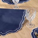 Ver imagem 5 de Kit 6 Jogos Americanos Bordado Simples com Guardanapos - Realeza Azul Marinho