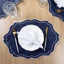 Ver imagem 3 de Kit 6 Jogos Americanos Bordado Simples com Guardanapos - Realeza Azul Marinho