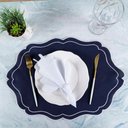Ver imagem 1 de Kit 6 Jogos Americanos Bordado Simples com Guardanapos - Realeza Azul Marinho