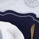 Ver imagem 2 de Kit 6 Jogos Americanos Bordado Simples com Guardanapos - Realeza Azul Marinho