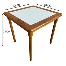 Conjunto de Mesa Jantar Madeira 80x80 Mosaico Branco com 2 Cadeiras Marrom - 7