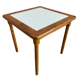 Conjunto de Mesa Jantar Madeira 80x80 Mosaico Branco com 2 Cadeiras Marrom - 2