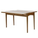 Ver imagem 1 de Mesa Aparador Extensível Seixas 106cm Vidro Branco Amêndoa