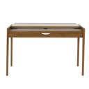 Ver imagem 4 de Mesa Aparador Extensível Seixas 106cm Vidro Branco Amêndoa