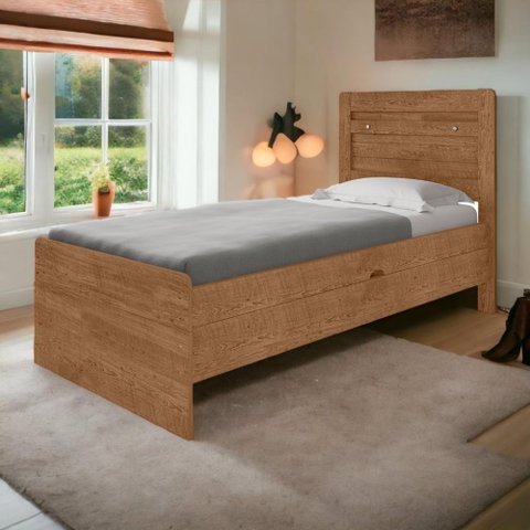 Cama Baú Larissa Solteiro Naturale com Colchão Framar