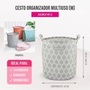 Ver imagem 2 de Cesto para Roupa Suja- Brinquedos Tecido (m) - Linha Loft Cinza Claro