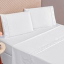 Ver imagem 1 de Jogo de Lençol Queen Isa Micropercal 300 Fios 4 Peças - Branco