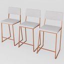 Ver imagem 2 de Kit 3 Banquetas Alta Balcão Estofada com Encosto Rose Gold Linho Dubai
