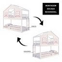 Ver imagem 3 de Beliche Infantil Montessori Casinha Dos Sonhos com Varanda Madeira Maciça Branco e Rosa Megamobí